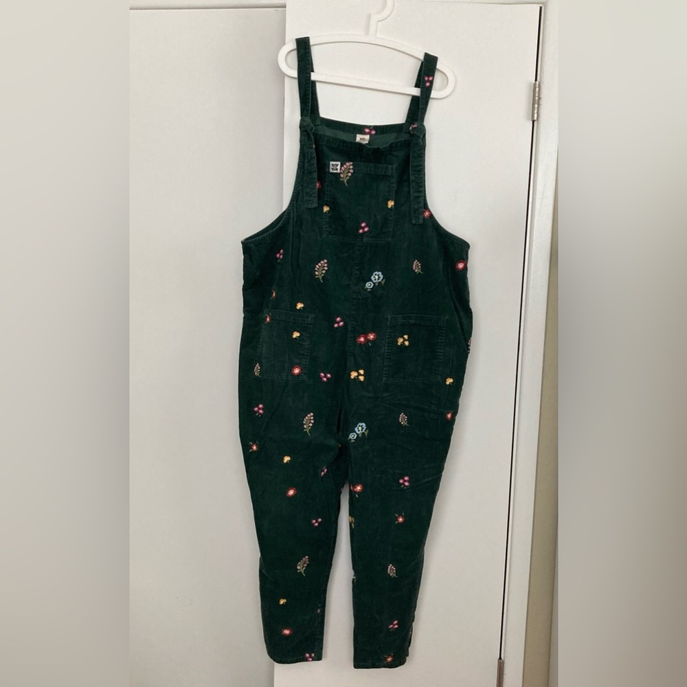 Lucy & Yak Embroidered Evergreen Floral Corduroy Overalls US 18 / UK 22 - Picture 2 of 8
